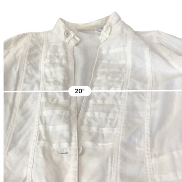 Chicos Banded Elegance Jacket Size 2 White Lightweight LINEN Button Up - Picture 5 of 11